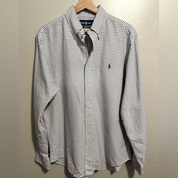 Ralph Lauren Classic Fit 100% Cotton Men's Red & Blue Checkered Shirt 15.5 34/35 - Picture 1 of 16